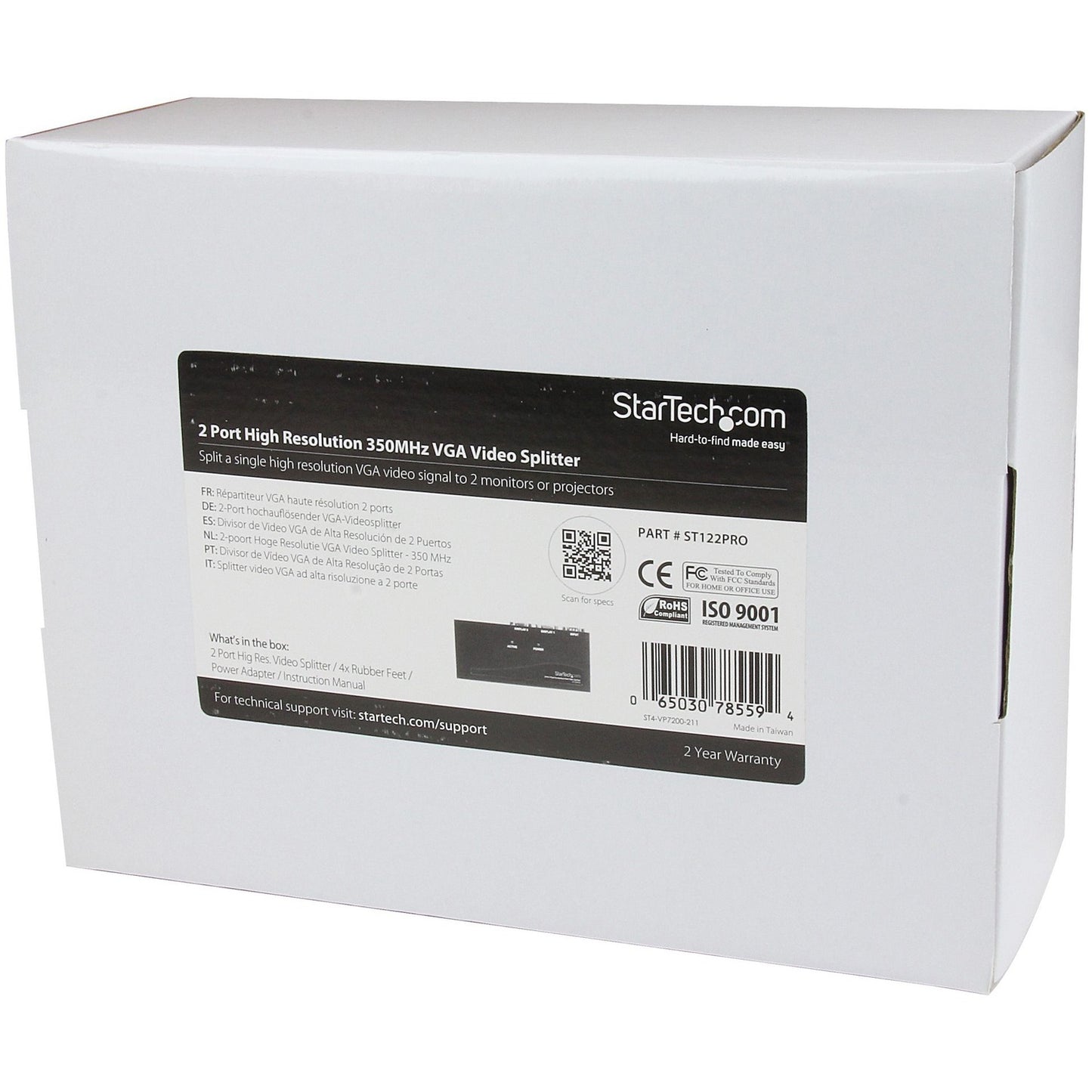StarTech 2 Port High Res Vga Video Splitter (ST122PRO)