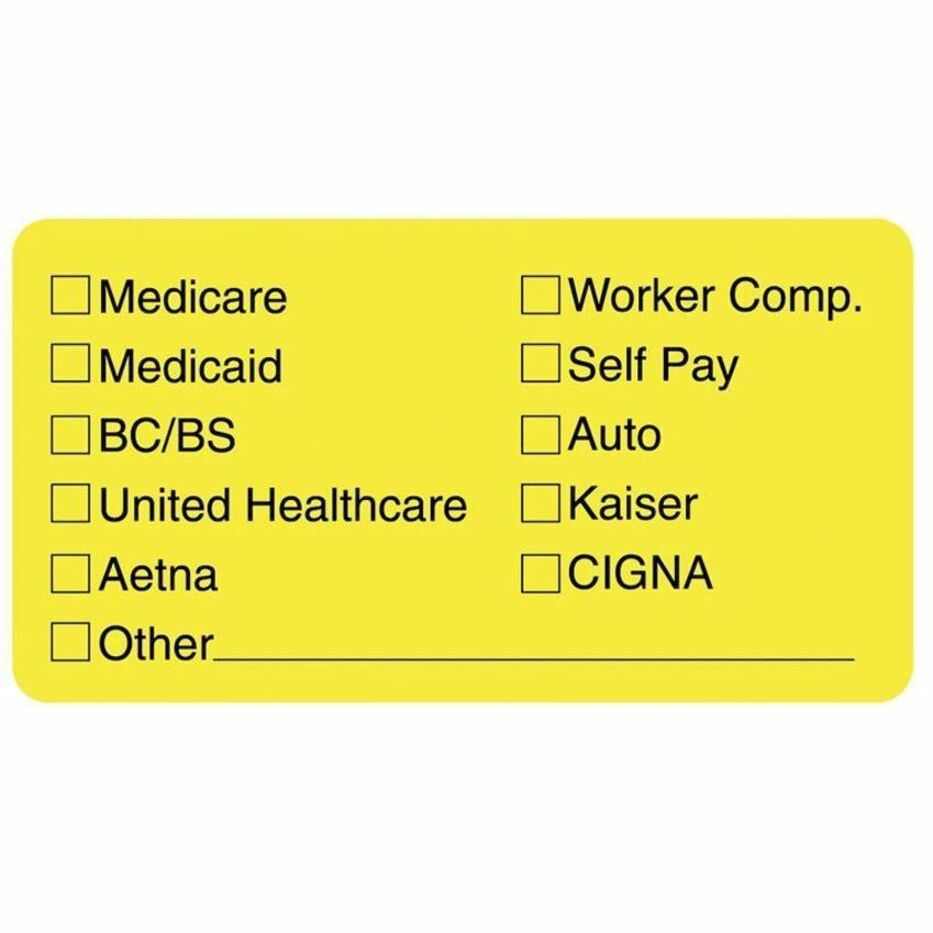Tabbies Medical Office Insurance Check Labels (02940)