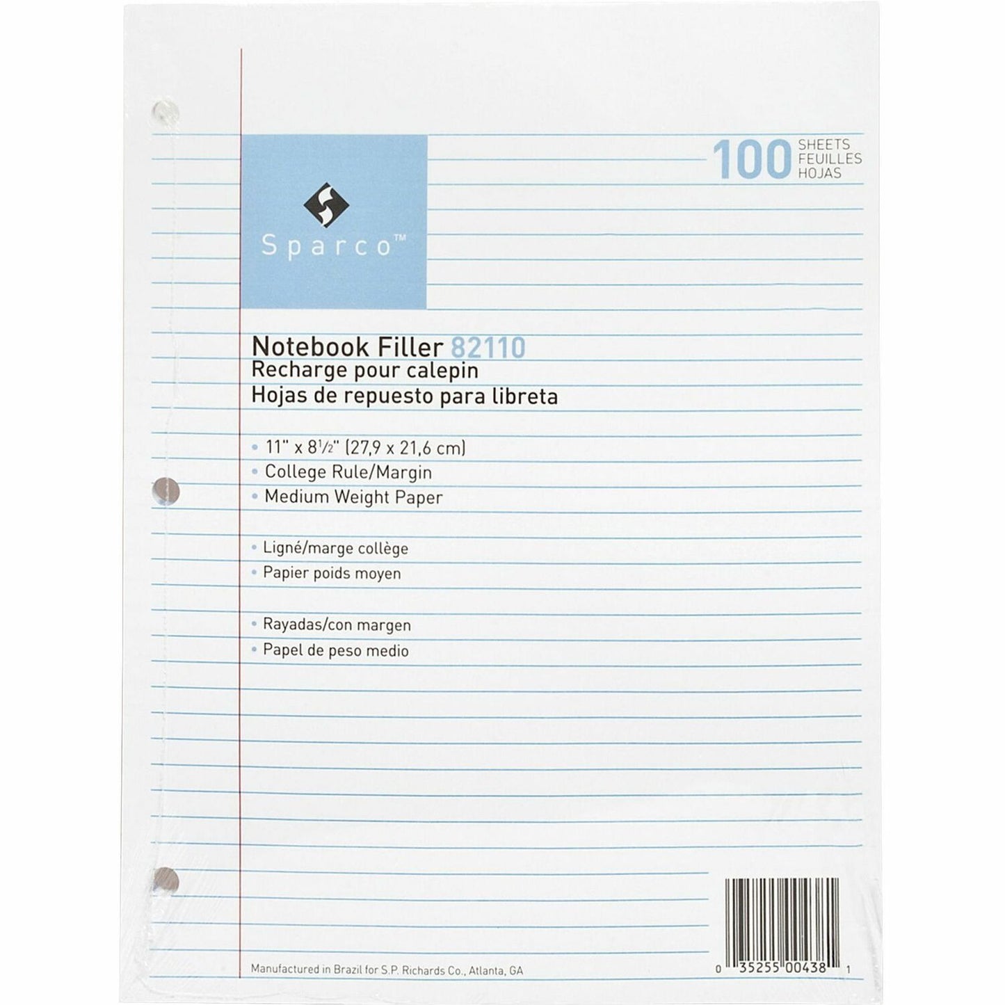 Sparco Notebook Filler Paper - Letter (82110)