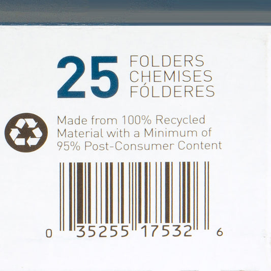 Business Source 1/3 Tab Cut Letter Recycled Hanging Folder (17532)