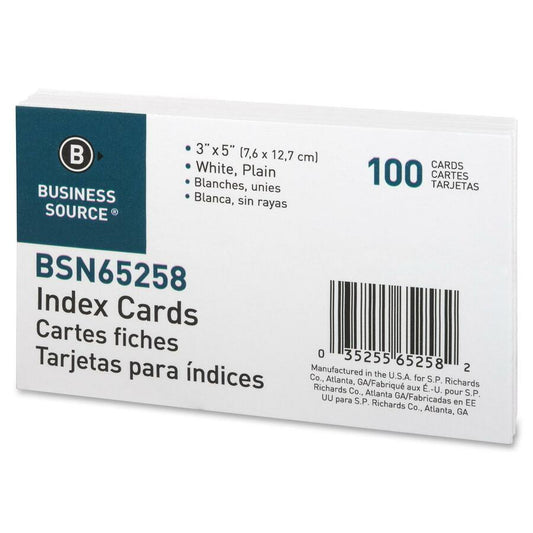Business Source Plain Index Cards (65258)