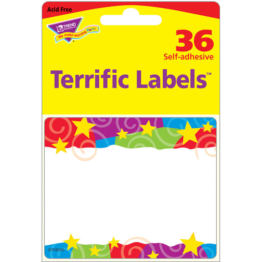 Trend Stars & Swirls Colorful Self-adhesive Name Tags (T68070)