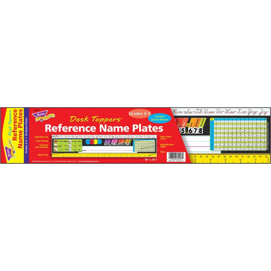 Trend Grades 3-5 Zaner-Bloser Desk Toppers Reference Name Plates (T69403)