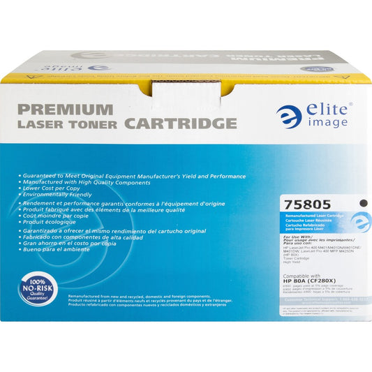 Elite Image Remanufactured High Yield Laser Toner Cartridge - Alternative for HP 80X (CF280X) - Black - 1 Each (75805)
