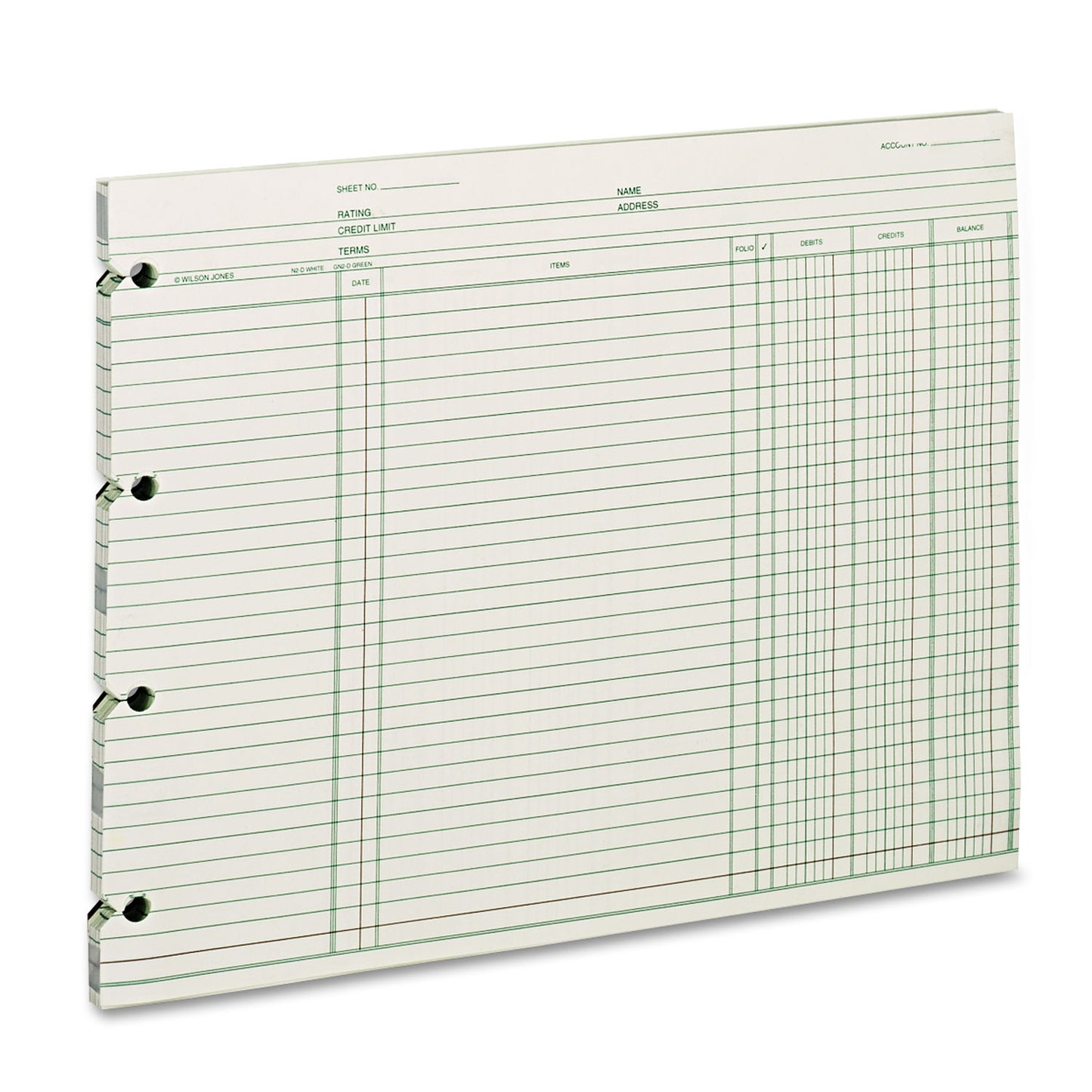 Wilson Jones Accounting Sheets, 9.25 x 11.88, Green, Loose Sheet, 100/Pack (GN2D)