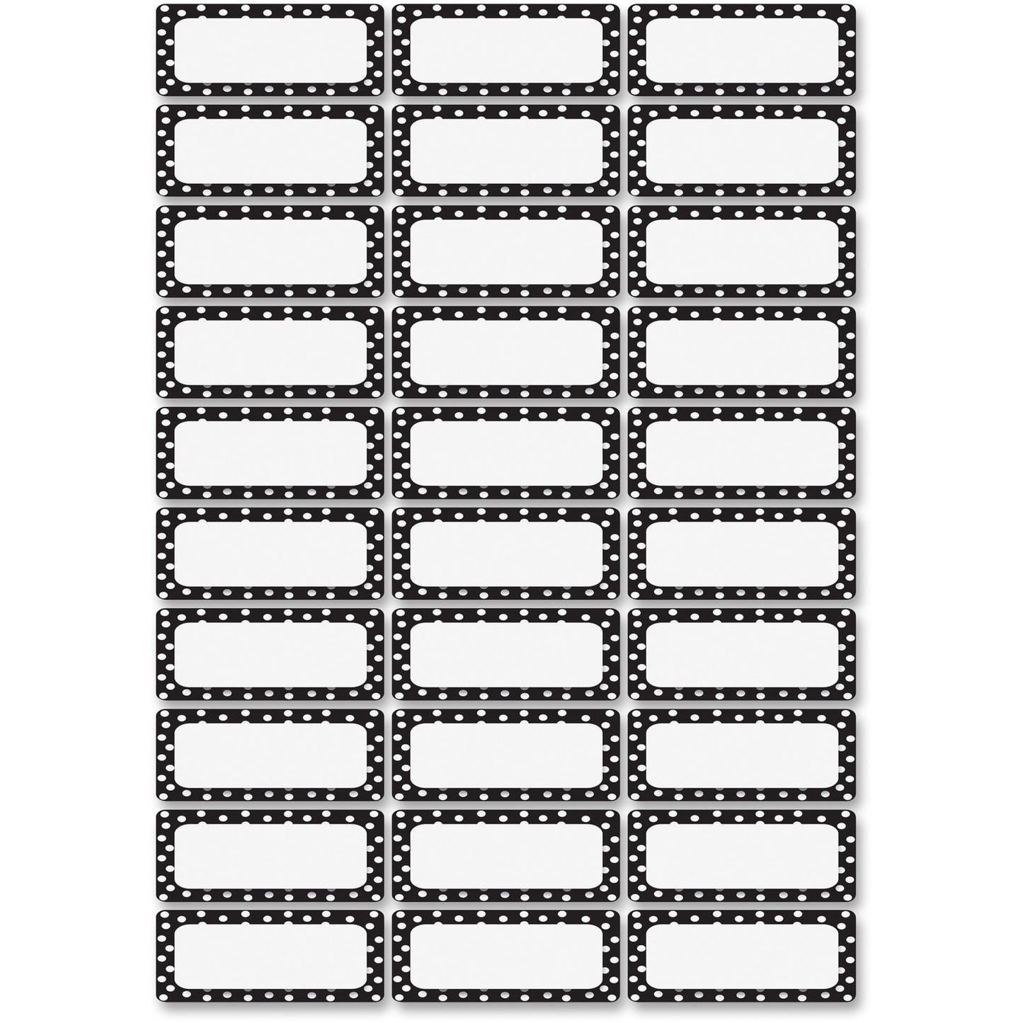 Ashley Dry Erase Black/White Dots Nameplate Magnets (10080)