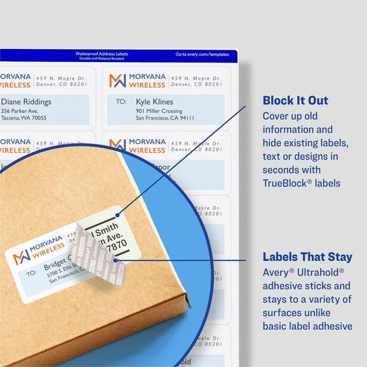 1" x 2-5/8" Labels, Ultrahold, 15,000 Labels (95520)