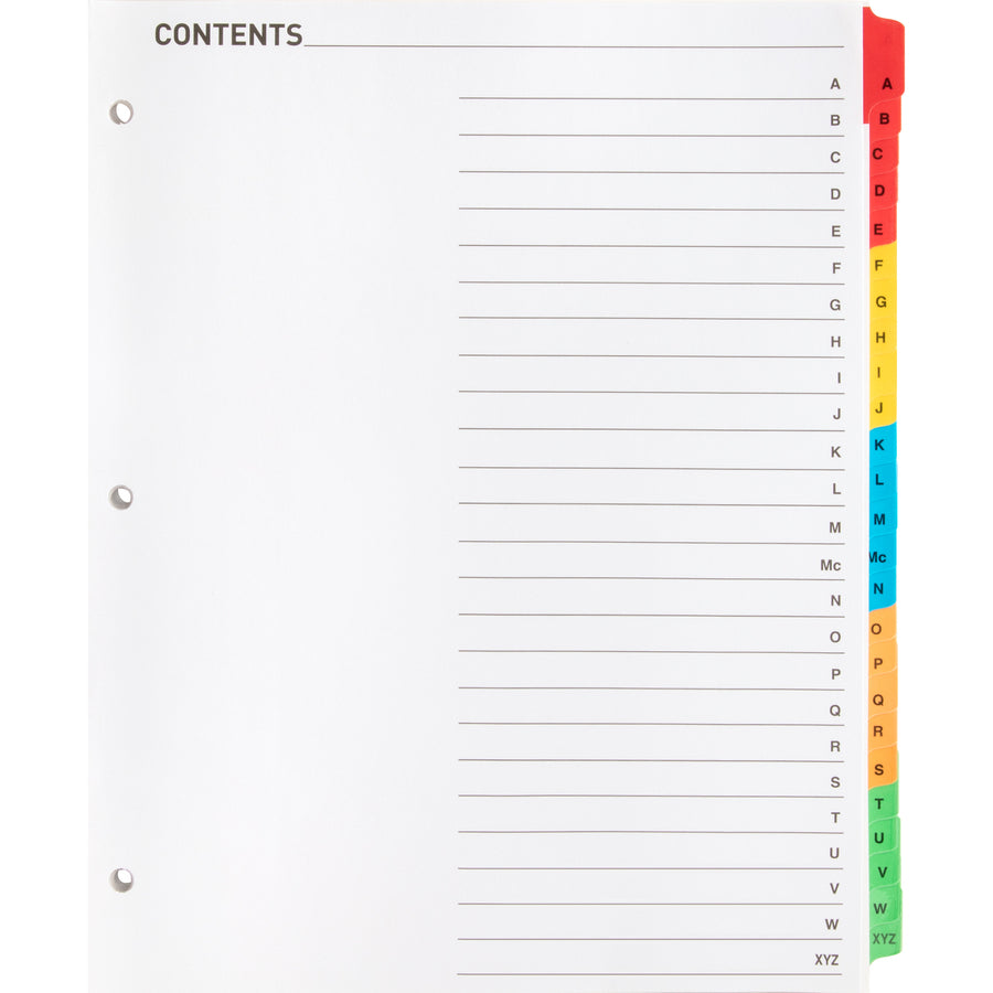 Business Source A-Z Tab Table of Contents Index Dividers (21905)