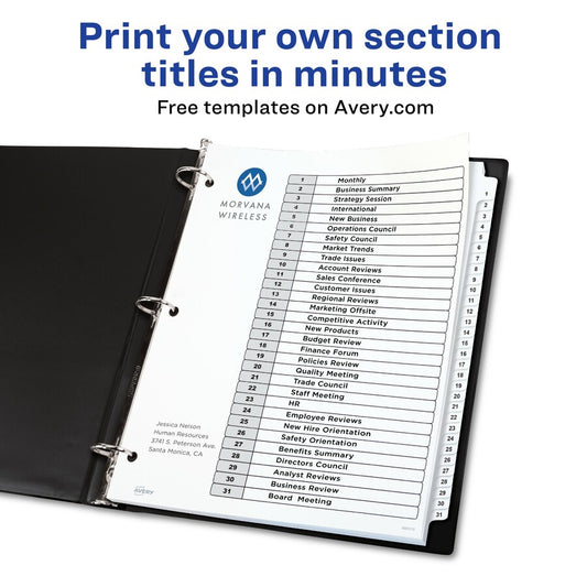 1-31 Custom Table of Contents Dividers (11827)