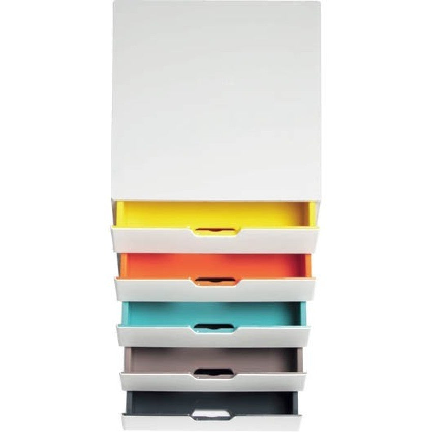 DURABLE VARICOLOR MIX 5 Drawer Desktop Storage Box, White/Multicolor (762527)