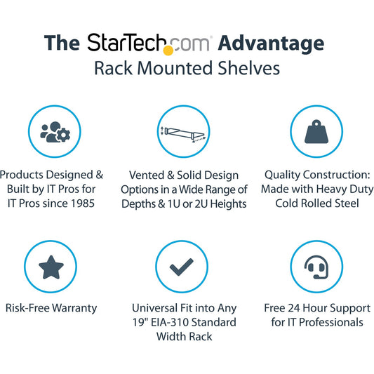 StarTech 1u Server Rack Cabinet Shelf 16in Deep (CABSHELF116)