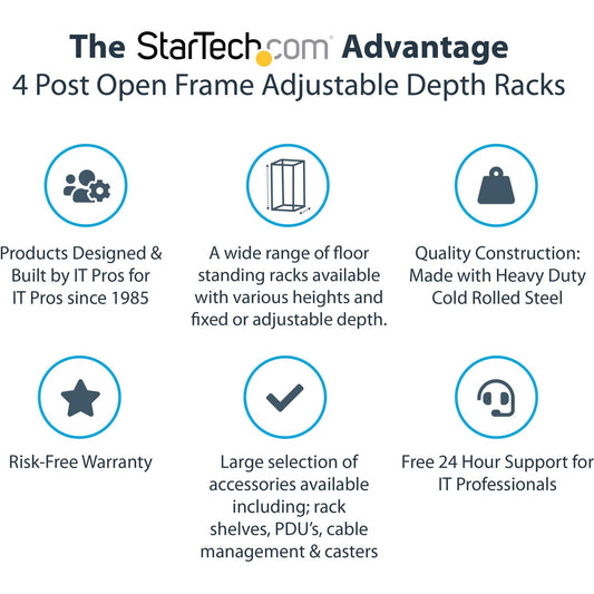 StarTech 18u 19in Open Frame Server Rack 22-40in (4POSTRACK18U)