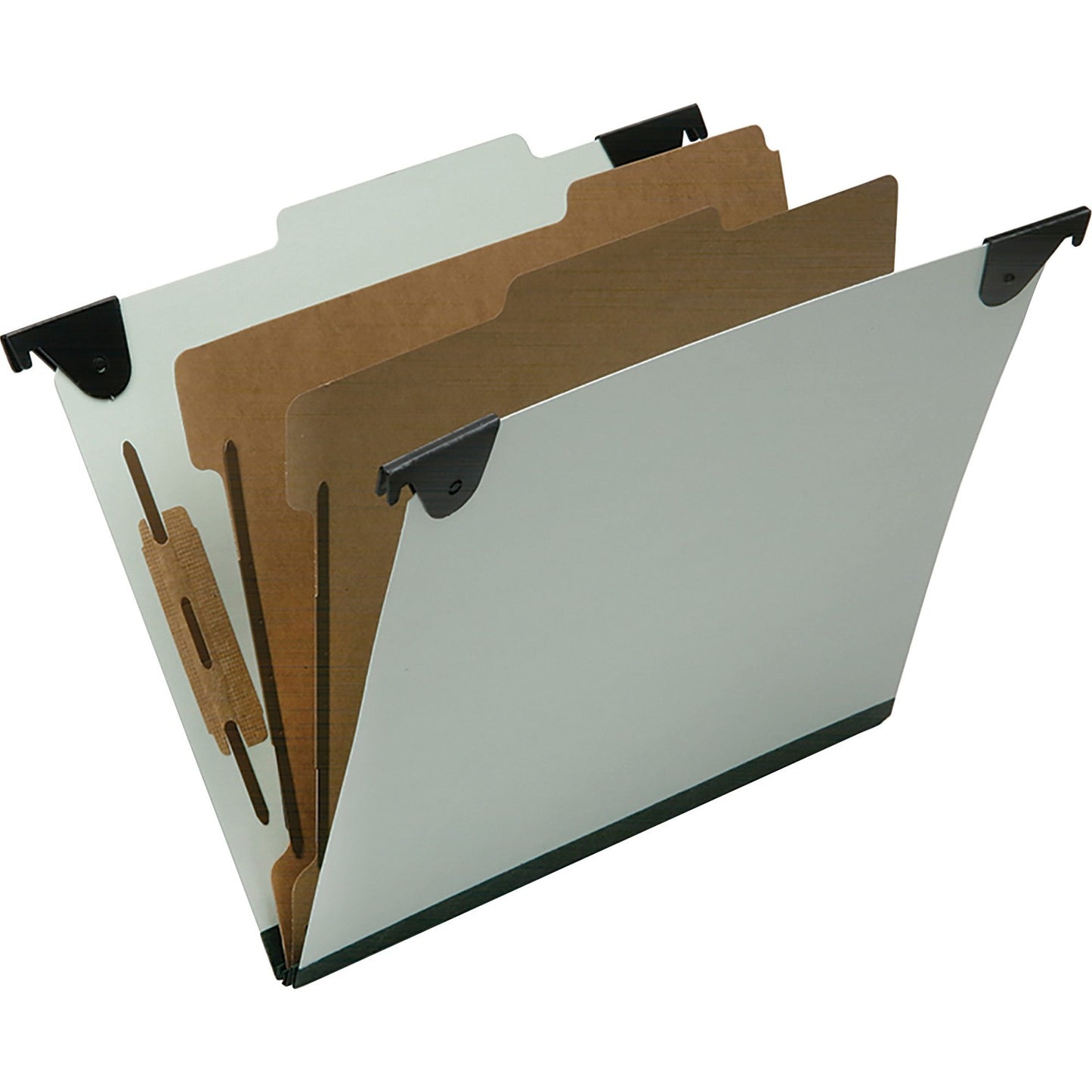 AbilityOne 7530016816250 SKILCRAFT Classification Folder, 2 Dividers, Letter Size, Light Green, 10/Box