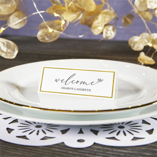 Place Cards With Gold Border 1-7/16" x 3-3/4" , 65 lbs. 150 Cards (35701)