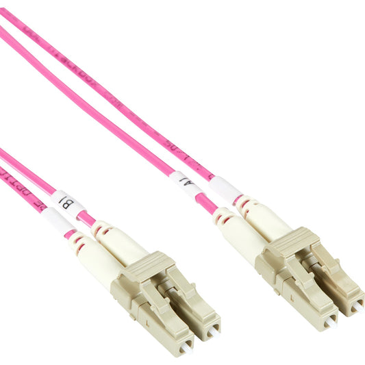 Black Box Om4 50/125 Multimode Fiber Optic Patch Cable - 10/40/100g, Lszh, Lc To Lc, Erika Violet, 1-m (3.2-ft.) (FOM4001MLCLC)