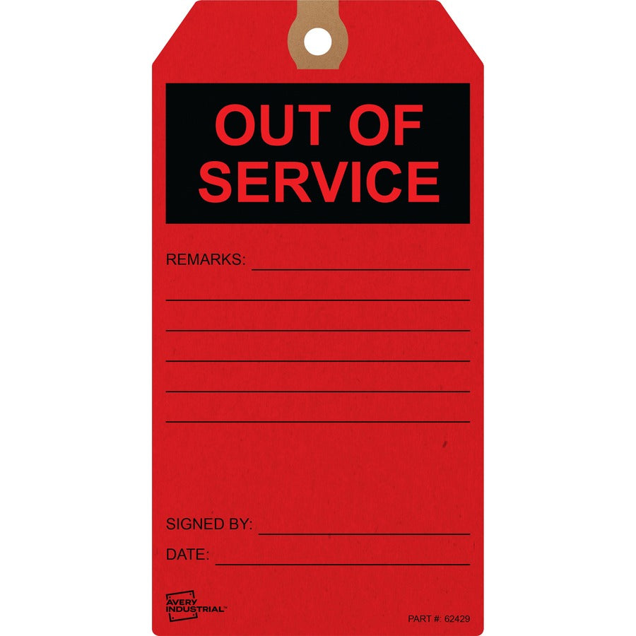 Preprinted OUT OF SERVICE Red Service Tags (62429)