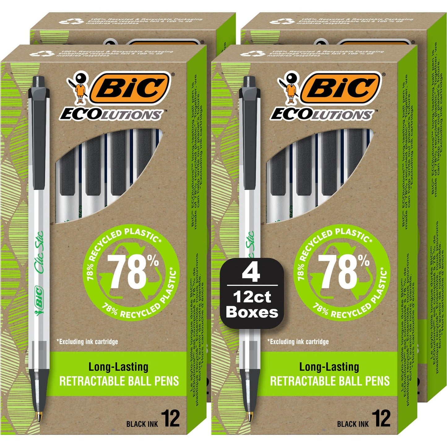 BIC Ecolutions Clic Stic Ballpoint Pen (CSEM48BK)
