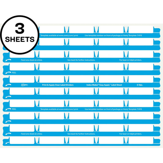 5 Tab Easy Print & Apply Clear Label Sheet Refills (11225)