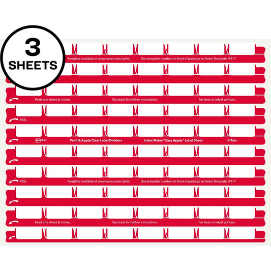 8 Tab Easy Print & Apply Clear Label Sheet Refills (11226)