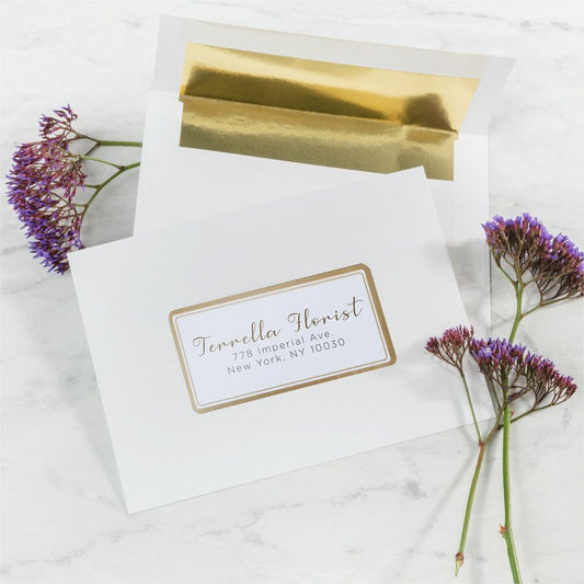 Labels with Metallic Gold Borders, 2" x 4" , 100 (6541)