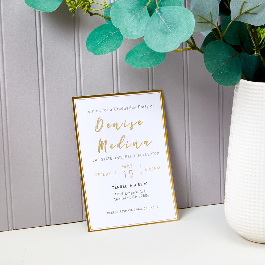 Invitation Cards with Metallic Gold Borders (3325)