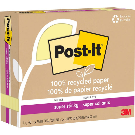 Recycled Super Sticky Notes (655R12SSCY)
