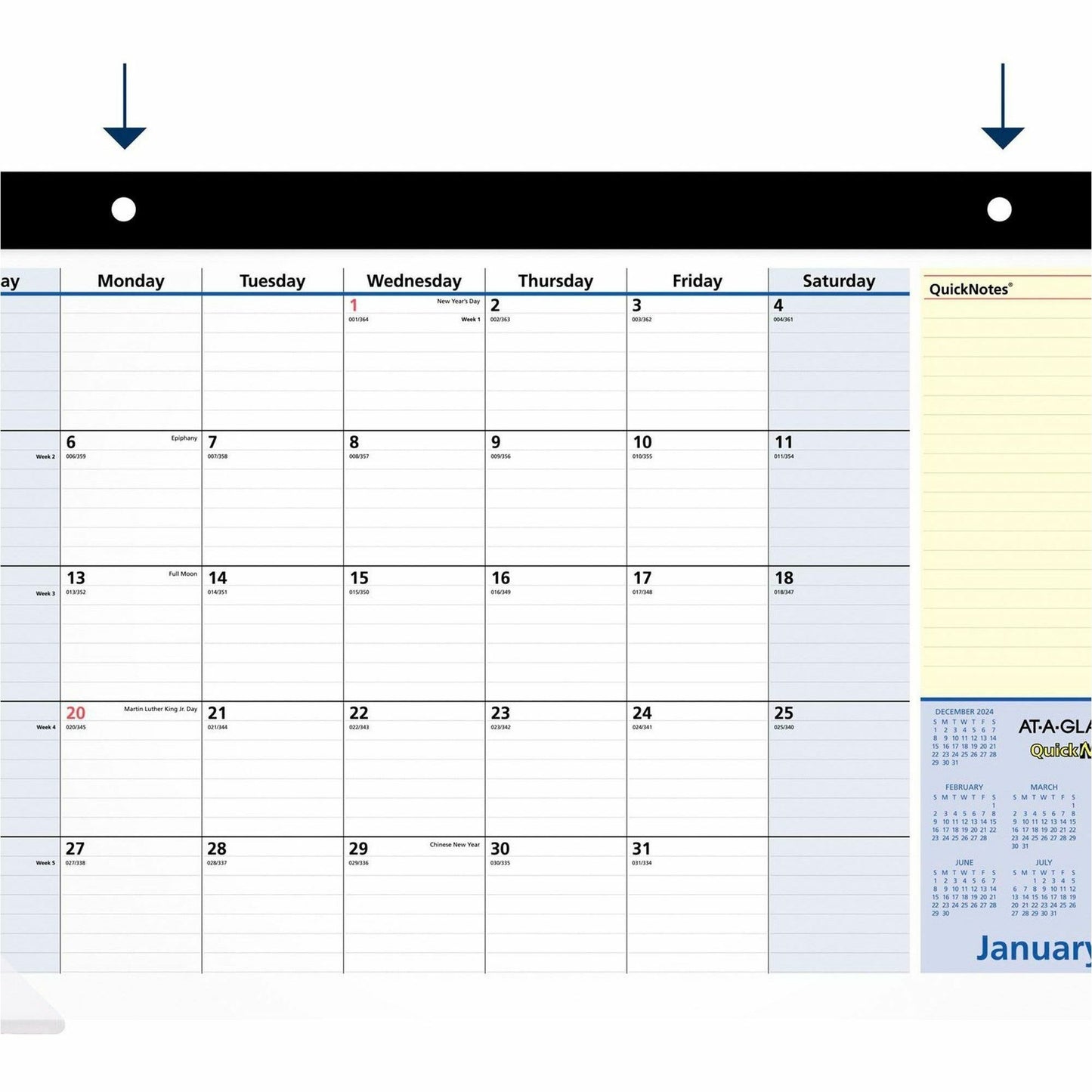 At-A-Glance QuickNotes 2024 Compact Monthly Desk Pad Calendar, Compact, 18" x 11" (SK71000)