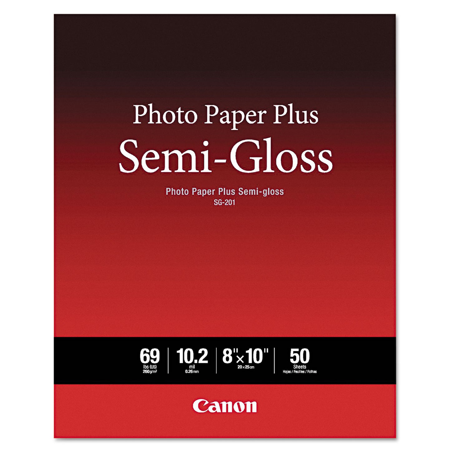 Canon Photo Paper Plus Semi-Gloss, 10.2 mil, 8 x 10, Semi-Gloss White, 50/Pack (1686B062)