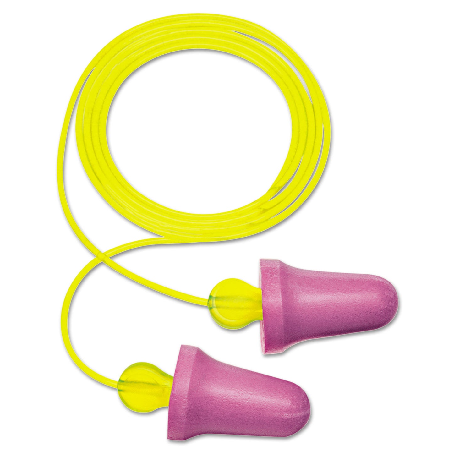 3M No-Touch Push-to-Fit Single-Use Earplugs, Corded, 29 dB NRR, Purple/Yellow, 100 Pairs (P2001)