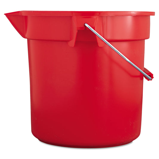 Rubbermaid Commercial BRUTE Round Utility Pail, 14 qt, Plastic, Red, 12" dia (2614RED)