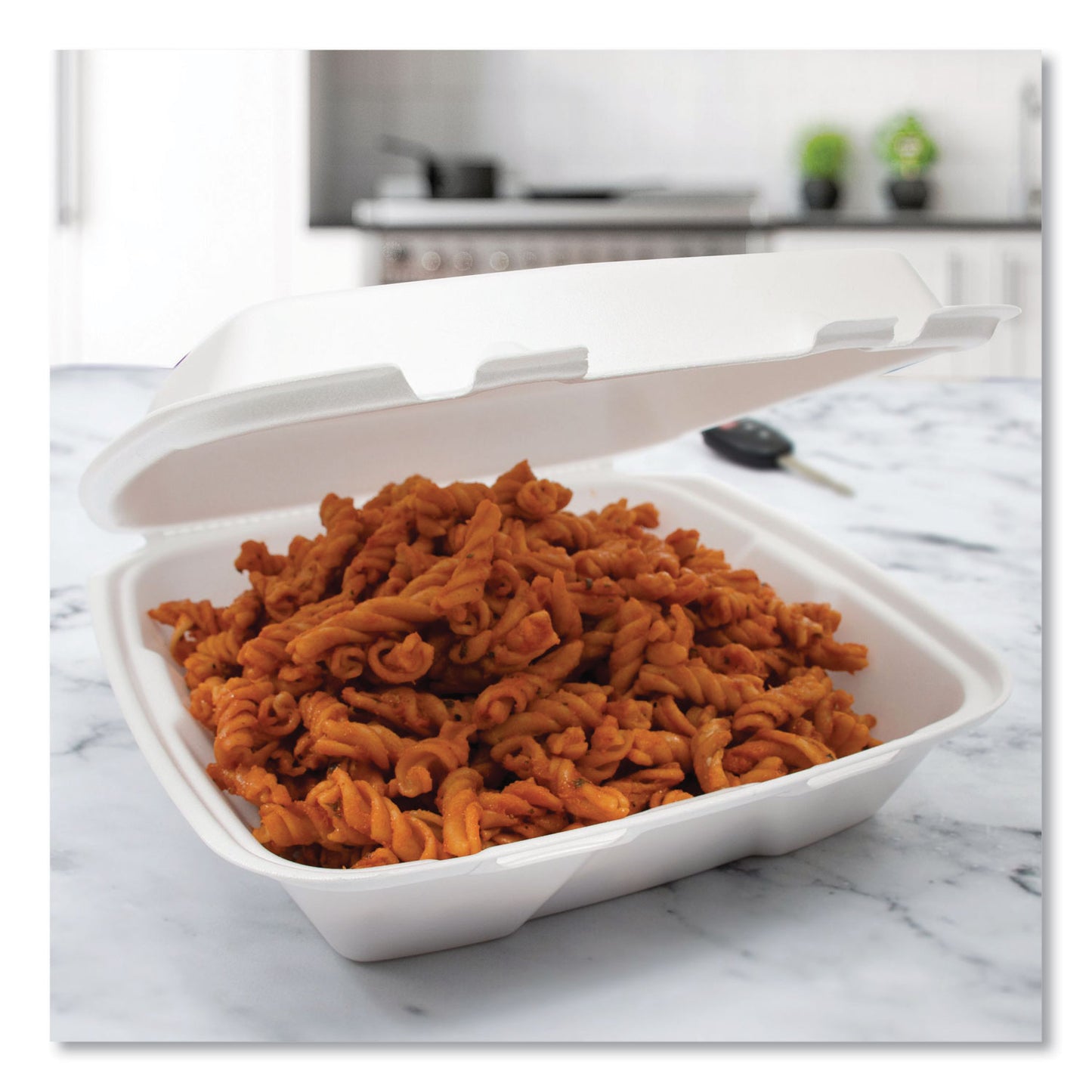 Dart Foam Hinged Lid Container, Performer Perforated Lid, 9 x 9.4 x 3, White, 100/Bag, 2 Bag/Carton (90HTPF1R)