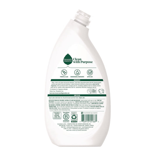 Seventh Generation Toilet Bowl Cleaner, Fresh Mint Scent, 24 oz Bottle, 4/Carton (45166CT)
