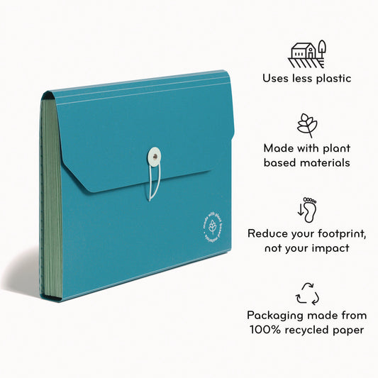 Button/Elastic Closure, 1/12-Cut Tabs, Letter Size, Ocean (6594U0112)