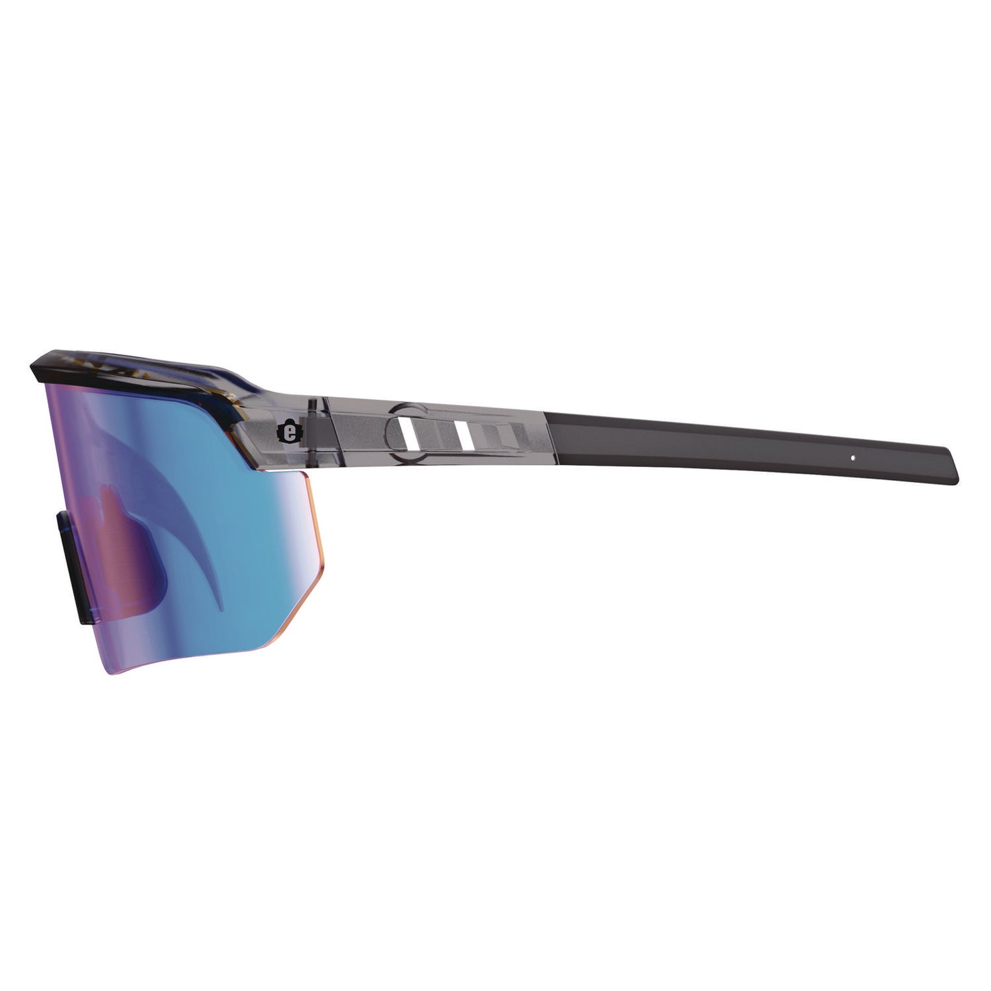 ergodyne Skullerz AEGIR Safety Glasses with Mirrored Lenses, Clear Smoke Nylon Impact Frame, Blue Mirror Polycarbonate Lens (55011)