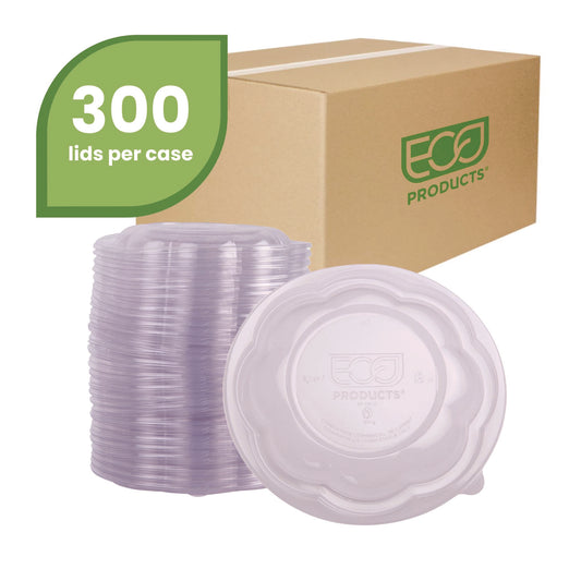 Eco-Products Renewable and Compostable Lids, Fits 24, 32 and 48 oz Salad Bowls, Clear, Plastic, 300/Carton (EPSBLID)