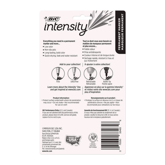 BIC Intensity Fine Tip Permanent Marker, Fine Bullet Tip, Assorted Colors, Dozen (GPMAP12NAST)