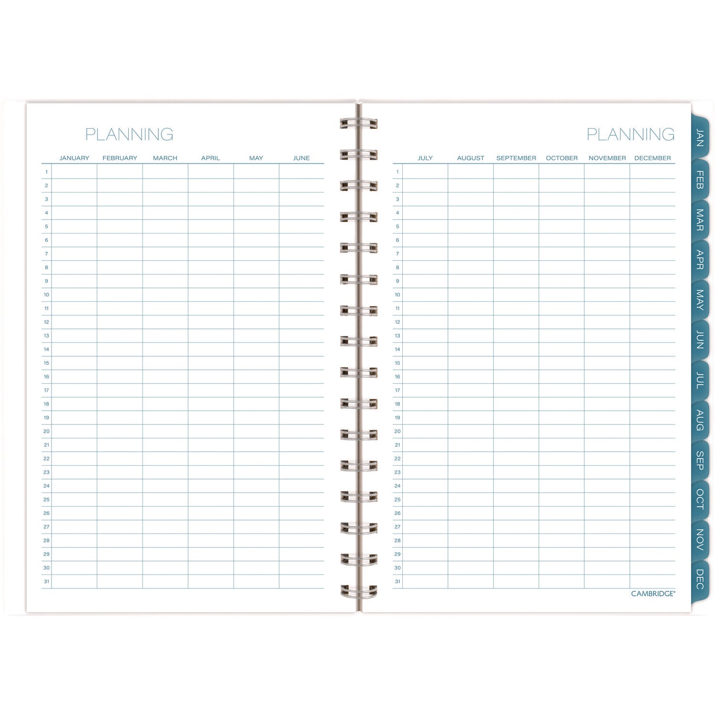 Cambridge Glacier Weekly/Monthly Planner, Glacier Artwork, 8.5" x 6.38", Blue/Gray/Silver Cover, 12-Month (Jan to Dec): 2025 (1727200)