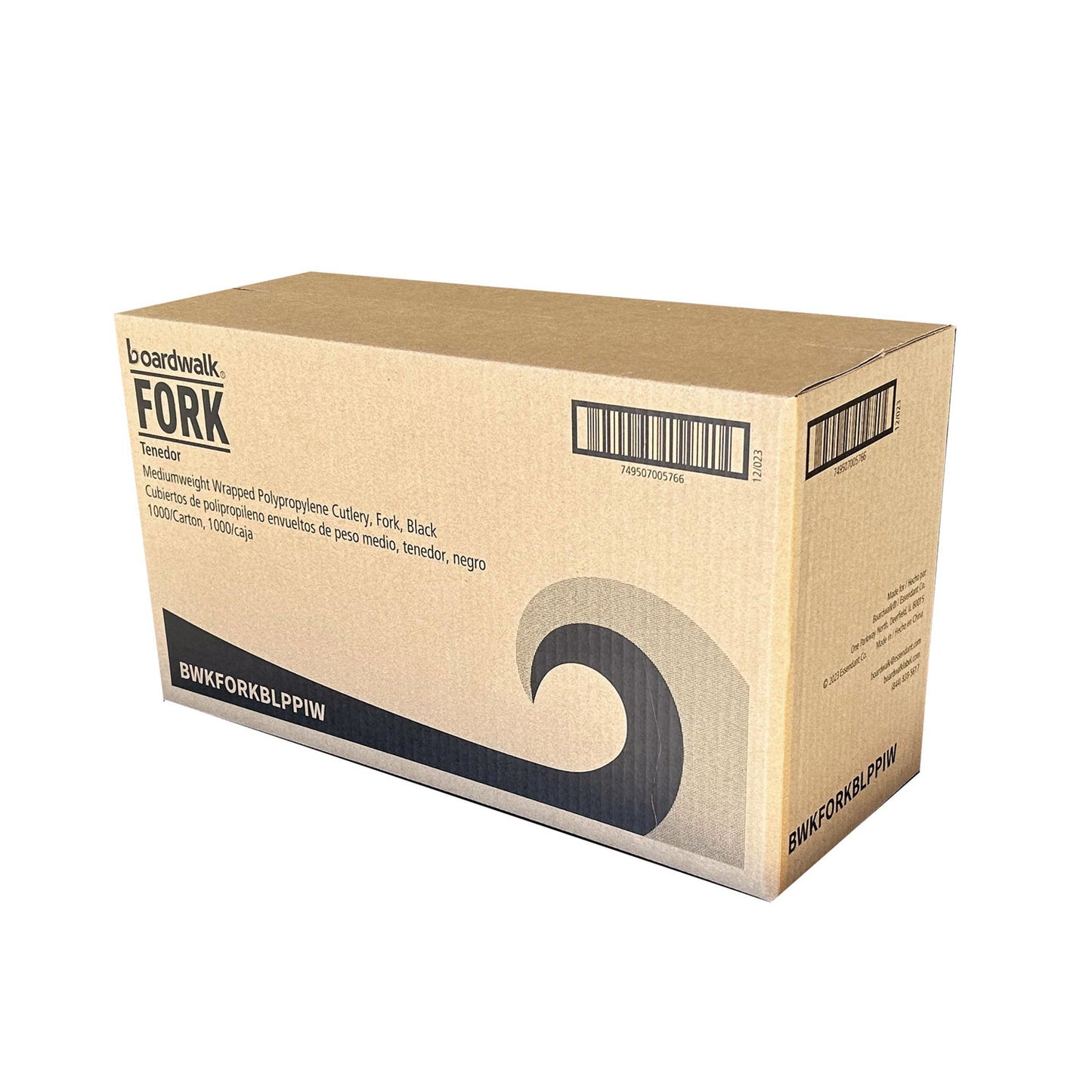 Boardwalk Mediumweight Wrapped Polypropylene Cutlery, Fork, Black, 1,000/Carton (FORKBLPPIW)