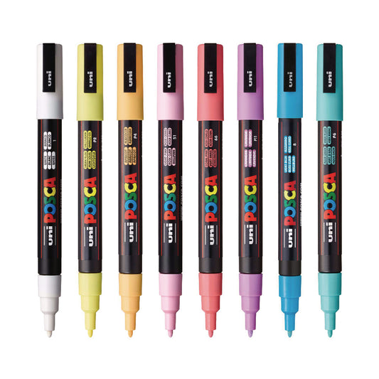 POSCA Water-Based Paint Markers, Fine Bullet Tip, 0.9 mm/1.3 mm, Assorted Colors, 8/Set (PC3M8CSFTCLR)