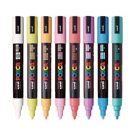 POSCA Water-Based Paint Markers, Medium Bullet Tip, 1.8 mm/2.5 mm, Assorted Colors, 8/Set (PC5M8CSFTCLR)