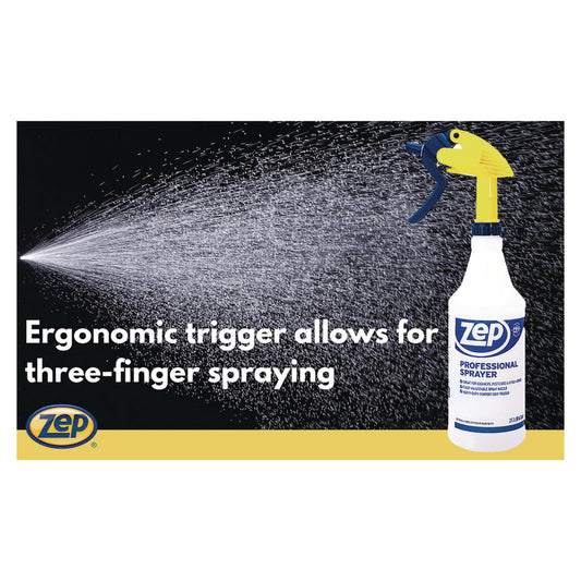 Zep Commercial Professional Spray Bottle with Trigger Sprayer, 32 oz, Clear (HDPRO36EA)