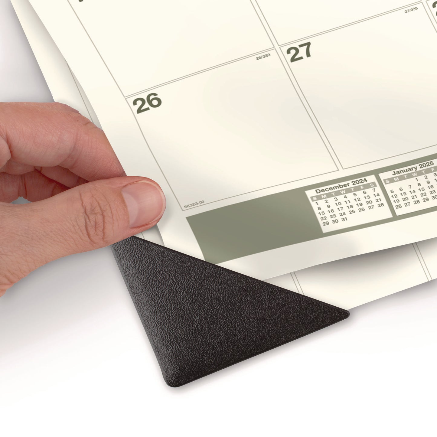 AT-A-GLANCE Recycled Monthly Desk Pad, 22 x 17, Sand/Green Sheets, Black Binding, Black Corners, 12-Month (Jan to Dec): 2025 (SK32G00)