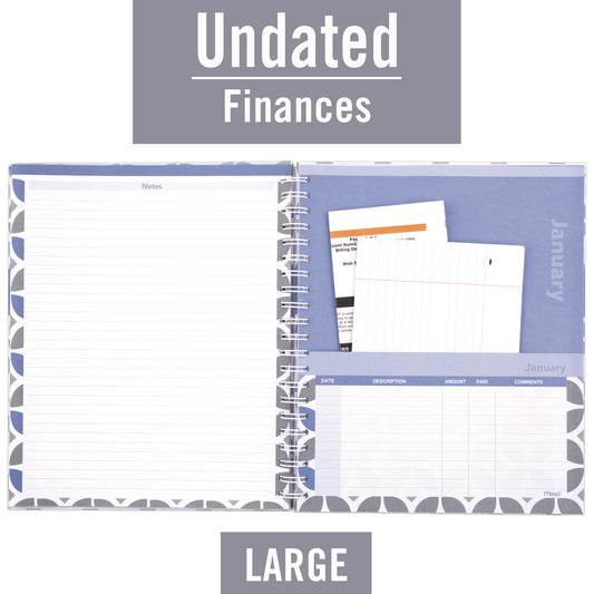 Day Runner Monthly Home Finance Organizer, 5 Column Format, Black/Green/White Cover, 11 x 9 Sheets, 30 Sheets/Book (854431)
