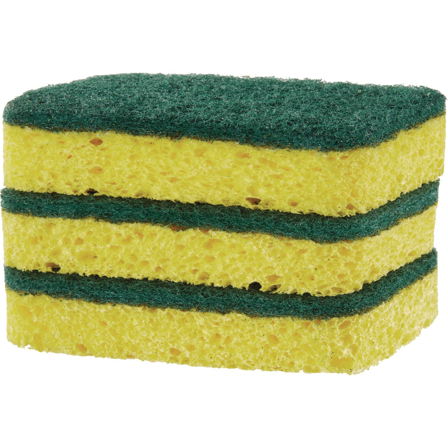 S.O.S. Heavy Duty Scrubber Sponge, 2.5 x 4.5, 0.9" Thick, Yellow/Green, 3/Pack, 8 Packs/Carton (91029CT)