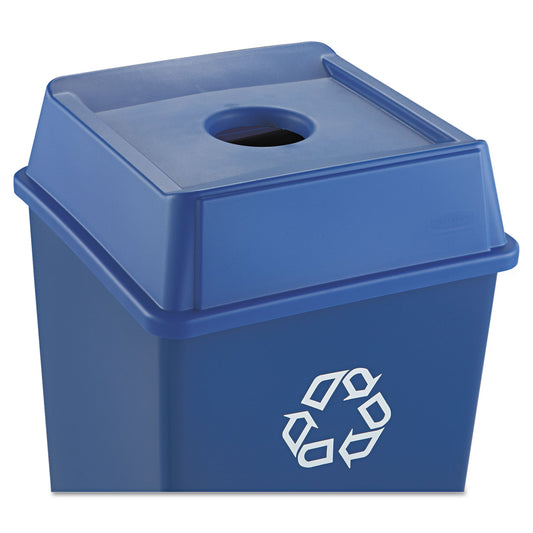 Rubbermaid Commercial Untouchable Bottle and Can Recycling Top, Round Opening, 20.13w x 20.13d x 6.25h, Blue (2791BLU)