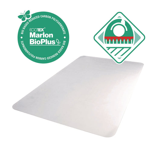 Floortex Ecotex Marlon BioPlus Rectangular Polycarbonate Chair Mat for Low/Medium Pile Carpets, Rectangular, 45" w x 53" l, Clear (NRCMFLBG0003)