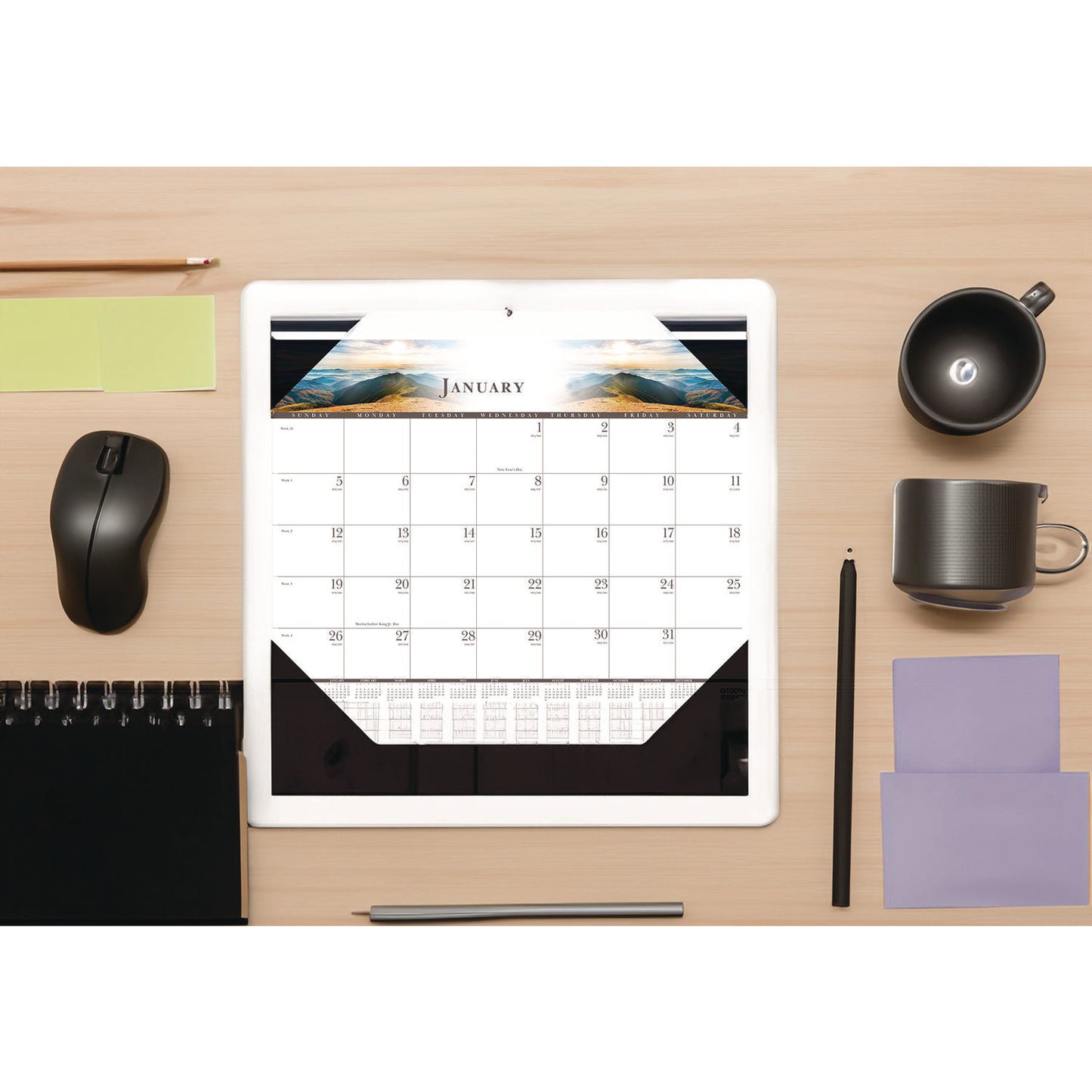 House of Doolittle Recycled Full-Color Monthly Desk Pad Calendar, Nature Photography, 22 x 17, Black Binding/Corners,12-Month (Jan to Dec): 2025 (140HD)