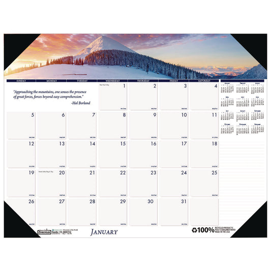 House of Doolittle Earthscapes Recycled Monthly Desk Pad Calendar, Mountains of the World Photos, 22 x 17, Black Corners,12-Month(Jan-Dec): 2025 (176)