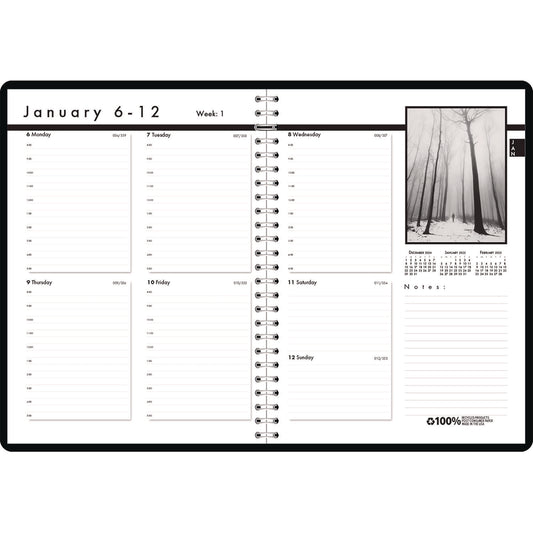 House of Doolittle Black-on-White Photo Weekly Appointment Book, Landscape Photography, 11 x 8.5, Black Cover, 12-Month (Jan to Dec): 2025 (217102)
