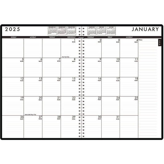 House of Doolittle 24/7 Recycled Daily Appointment Book/Monthly Planner, 10 x 7, Black Cover, 12-Month (Jan to Dec): 2025 (289632)